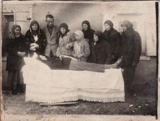 1940s Post Mortem Dead Woman Corpse Funeral Coffin Surreal People Russian Photo