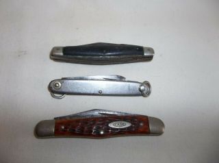 3 Vintage Pocket Knives For Restoration,  Case Xx 6208,  Cattaraugus,  Twist Ring