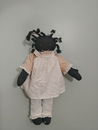 Vintage Black Americana Hand Made Doll 15 Inches Tall Cloth