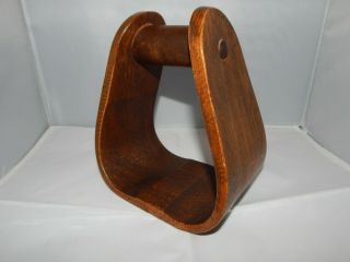 Antique Vintage Oak Wood Horse Saddle Stirrup Rustic Western Primitive Decor