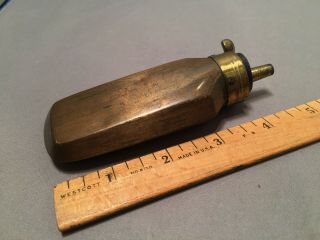Authentic Small Civil War Or Earlier Brass & Copper Powder Flask - Exc Cond
