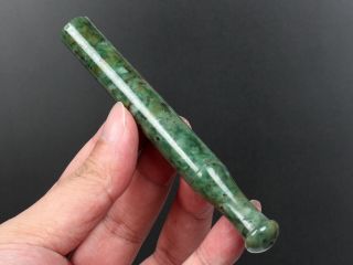 Certified Green 100 Natural A Jade Jadeite Cigarette Holder Filter Pipe 3977 - 15
