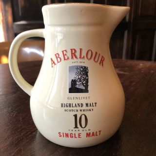 Vintage Aberlour Glenlivet Scotch Whisky Jug Ceramic Bar Pub Water Pitcher
