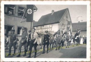 Wwii Germany German Troops Officer Hitler Youth Marching Parade Nazi Flags Photo