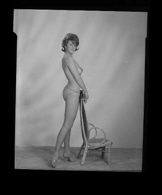 Z680 Vintage 1950s Hollywood 4x5 " Negative Photo Sexy Underwear Model Woman
