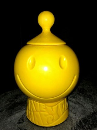 Vintage Mccoy Pottery Cookie Jar Have A Happy Day Smiley Face No.  235 Usa