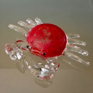 Vintage Authentic Mid Century Modern Murano Heavy Glass Crab -