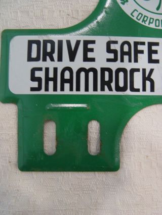 Old Shamrock Gas Motor Oil Stamped Metal Advertising License Plate Topper 2