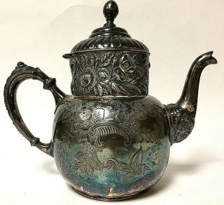 Vintage Derby Silver Co Quadruple Plate Victorian Tea Pot Kettle 1650