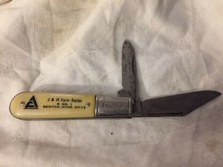 Vintage Barlow Colonial Pocketknife Allis Chalmers J&h Farm Equip Newton Ks.