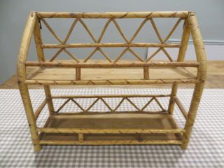 Vintage Small Mcm Bamboo Wall/ Table Shelf 2 Tier Spice Rack/collectibles