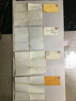 Set Of 4 Civil War Letters From 1863 - 1865 From Union Soldier