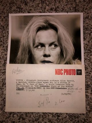 Elizabeth Montgomery Ellen Harrod “a Case Of Rape” Nbc Tv Press Photo 1/25/74