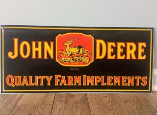 " John Deere " Porcelain Sign,  24 " X 10.  5 "