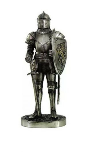 Ptc 7 Inch Medieval Knight With Shield And Sword Statue Figurine
