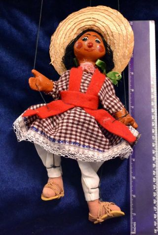 Handmade Marionette Puppet Mexico Folk Art