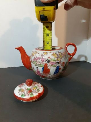 Vintage Japanese Clobber hand Painted Geisha Girl Porcelain Tea pot 2