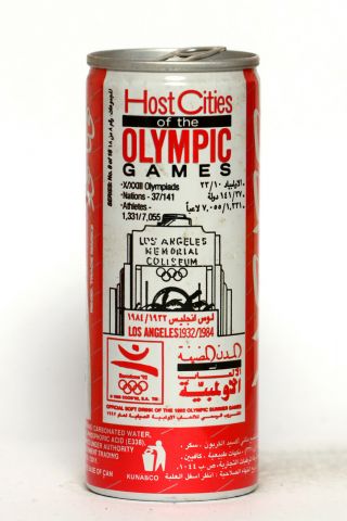 1992 Coca Cola Can From Kuwait,  Barcelona 92 Host Cities / Los Angeles 1932/1984