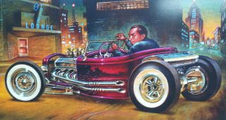 Signed Keith Weesner Poster Print Vtg Style 1932 Ford Hot Rod Roadster Pickup