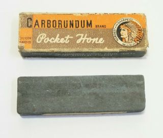 Vintage Carborundum Brand Pocket Knife Hone Sharpening Stone Indian 3 "