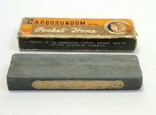 Vintage Carborundum Brand Pocket Knife Hone Sharpening Stone Indian 3 