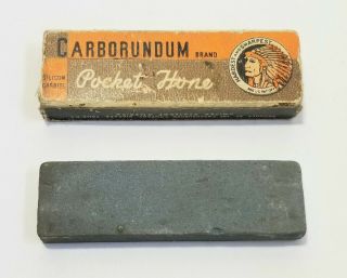 Vintage Carborundum Brand Pocket Knife Hone Sharpening Stone Indian 3 