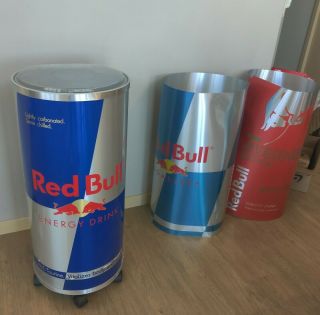 Red Bull Energy Drink Can Ice Cooler On Wheels With 2 Extra Inserts