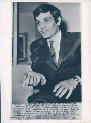 1963 Photo Actor Omar Sharif Hollywood Ca Interview Question Celebrity Man 7x9