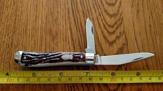 Vintage Colonial Prov.  Usa 2 Blade Jack Stag Pocket Knife Pat Nos Rare 17