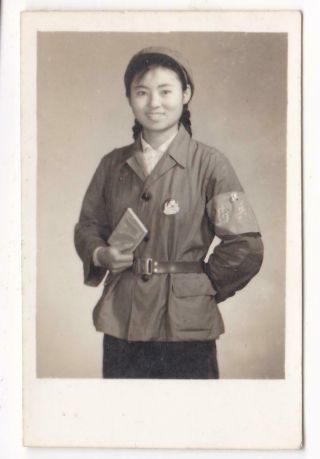 Cute Red Guards Girl Photo Armband Mao Badge Book China Cultural Revolution