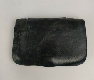 Vintage Civil War Era Us Small Black Leather Ammo Pouch Box Unmarked