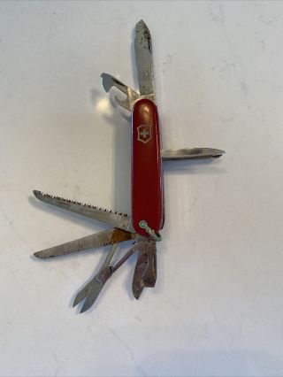 Victorinox Old 3.  5 Inch Swiss Army Pocket Knife Red