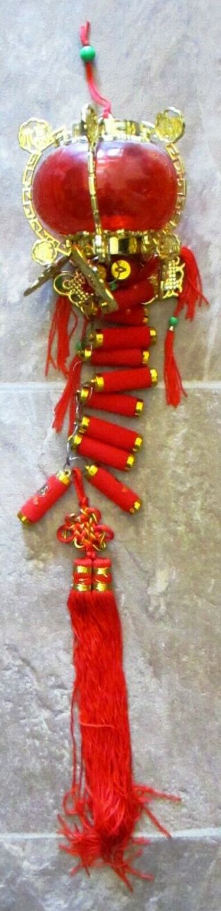 Chinese Lantern With Fire Crackers Hanging Ornament 22 " Feng Shui