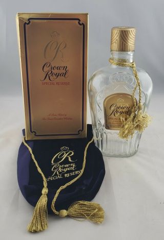 Crown Royal Special Reserve Whiskey - Empty Bottle - Velvet Bag - Gold Box