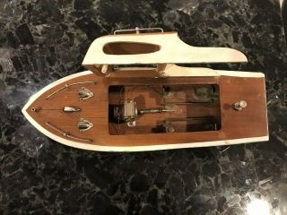 Vintage Line Mar Made In Japan Wooden Boat With Motor