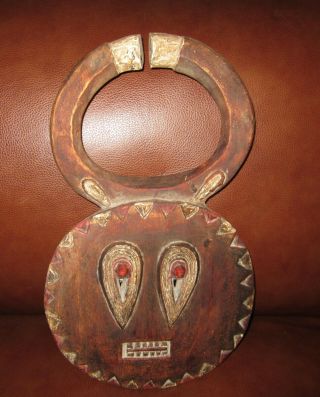 Vintage African Tribal Hand - Carved Wood Mask Wall Hanging