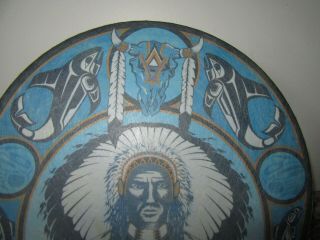 VINTAGE SIGNED CLARENCE A.  WELLS HAIDA ARTIST HAND DRUM 11 