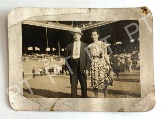 Vtg Photo African American Couple Man & Woman Well - Dressed In A Stadium 1930s