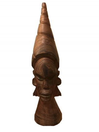 Vintage Hand Carved Wood Figurine Statue Tribal Art 16” Tall