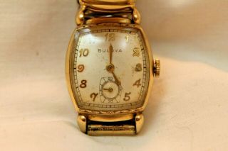 Vintage Bulova 10kt Rolled Gold Plate 17j 10bm Ny Wristwatch Watch Runs
