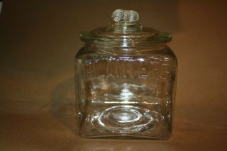Square Glass Planters Peanuts Store Counter Jar With Lid 1934