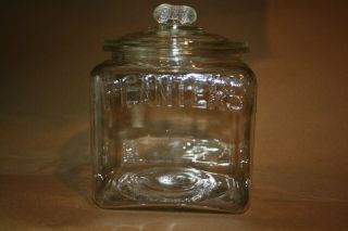 Square Glass Planters Peanuts Store Counter Jar with Lid 1934 2