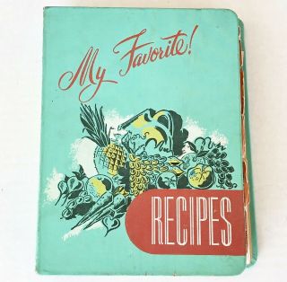 Vintage Cookbook Binder My Favorite Recipes George Seelman 1949 Aqua Book File