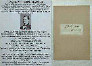 Civil War Pro - Slavery Congressman Hardinsburg In Brig General Autograph Signed