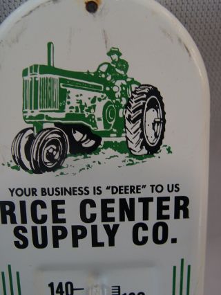 Vintage John Deere Tractors Rice Center Supply Co.  Advertising Thermometer 2