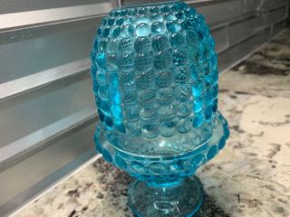 Vintage Fairy Lamp Hobnail Turquoise Blue 2 Piece Votive