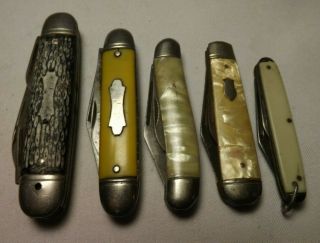 5 Assorted Vintage Jackknives Jack Knives  The Yellow One Is Colonial