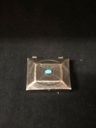 Vintage Sterling Silver And Turquoise Pill Box