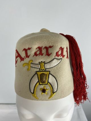 Vtg Masonic Shriners Size 7 Fez Hat Jeweled Pharoah 1930s Cardboard Case Ararat