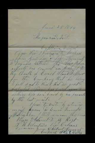 Civil War Letter - Reports On Death Of U.  S.  Colored Troops Officer In Florida